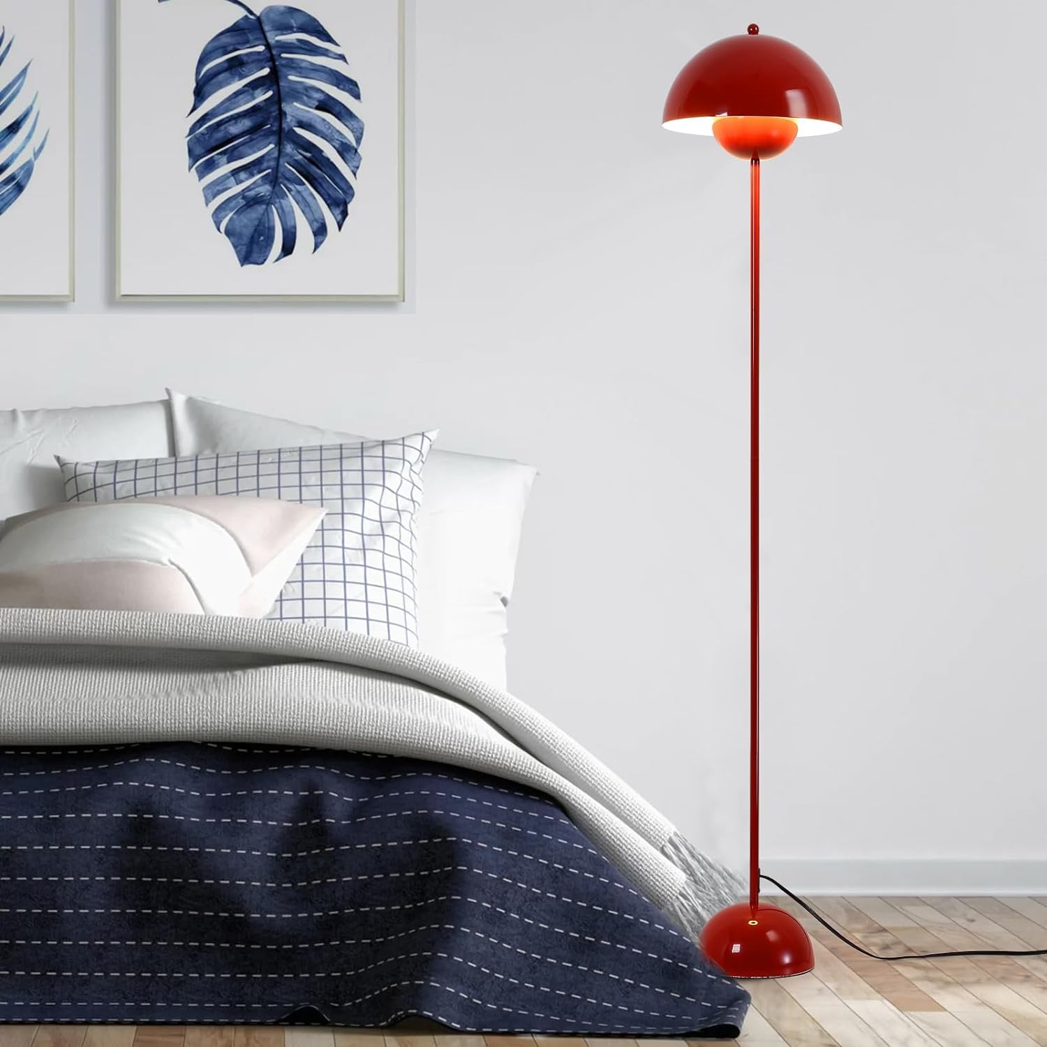 Alpinaluz Stehleuchte mit gewölbtem Parabolschirm: Klassisch, modern und nordisch, ideal für Wohnzimmer und Esszimmer mit E27-Sockel (Rot)