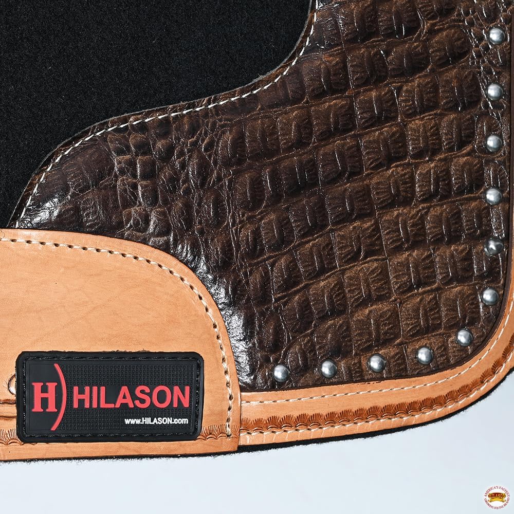 HILASON Western Wool Felt Horse Saddle Pad W/Distressed Wear Leather | for Horses