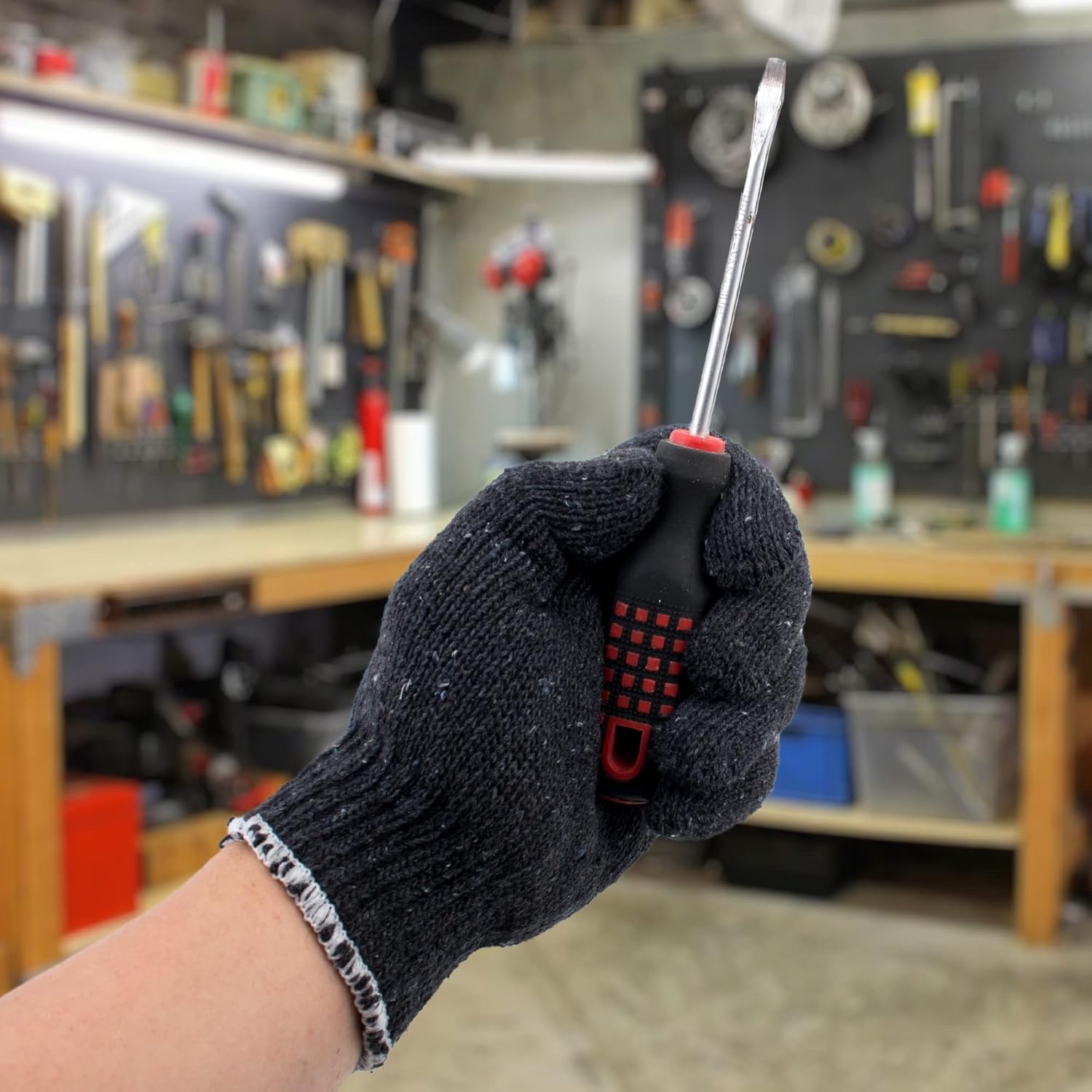 APQ Supply Gray Work Cotton Gloves. String Knit Work Gloves with Elastic Wrist. Washable Cotton Polyester Gardening Gifts