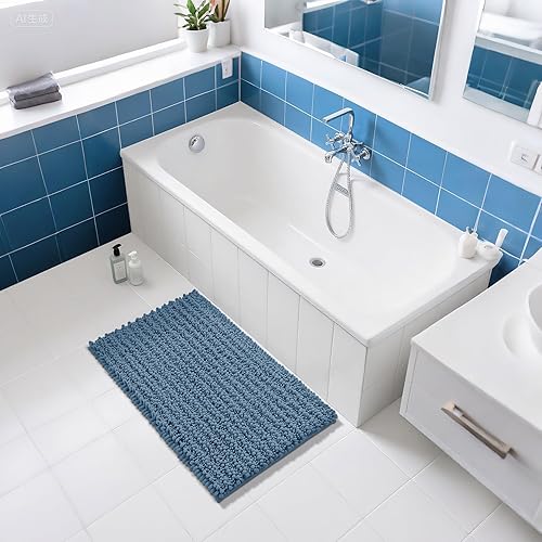 Miniatura 345 de Yimobra - Tapete de baño largo de felpilla, grande de 55.1 x 24 pulgadas, microfibra gruesa, absorbente, extrasuave, antideslizante, peludo, lavable