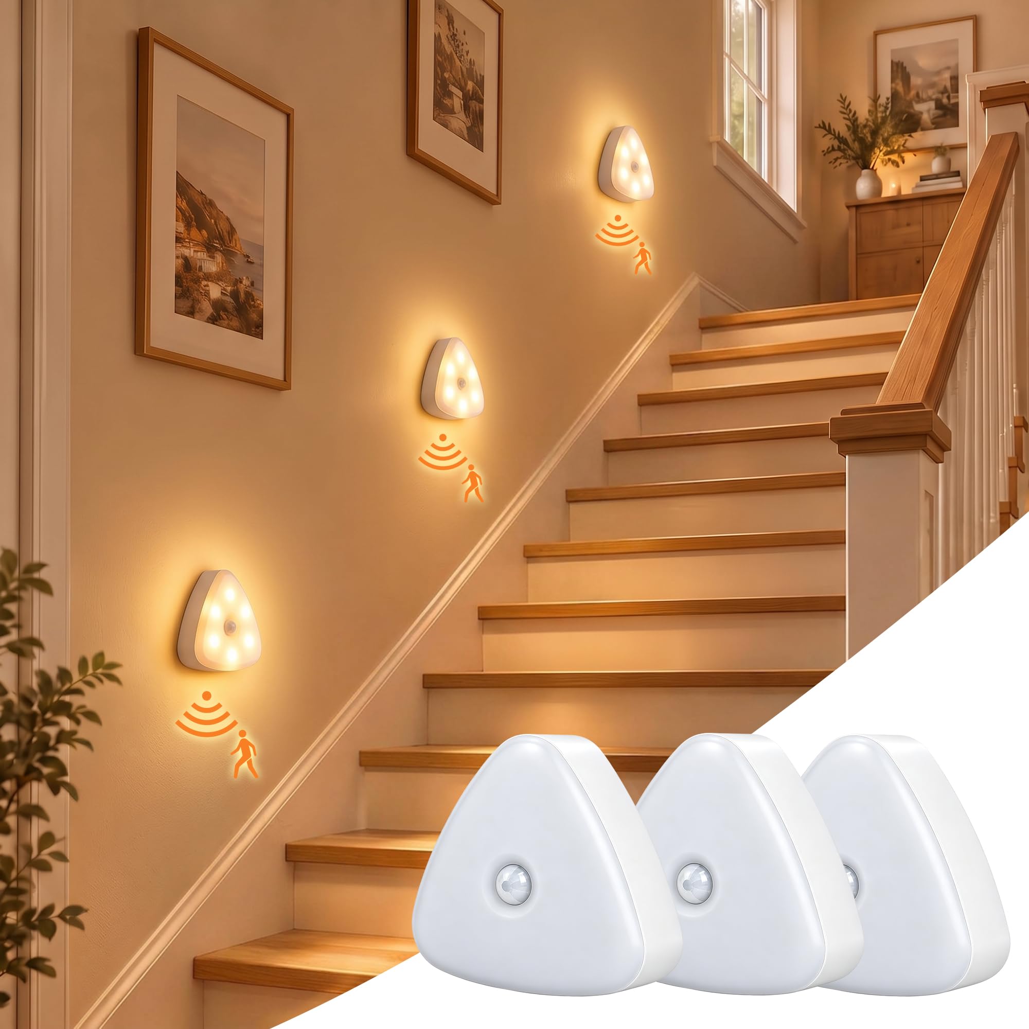 ICARE Lampada da Parete LED con Sensore di Movimento, 3 Pezz
