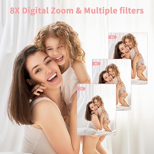 Miniatura 3 de Cámara digital rosa con tarjeta de 32 GB, pantalla 720P de enfoque automático de 3 pulgadas, cámara digital de punto y disparo con luz de flash,