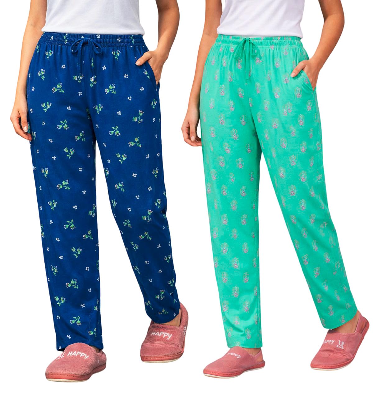 Women’s Printed Cotton Pyjama Pants Pack of 2 | Soft Comfortable Night Wear Pajama Bottoms for Women-image-15