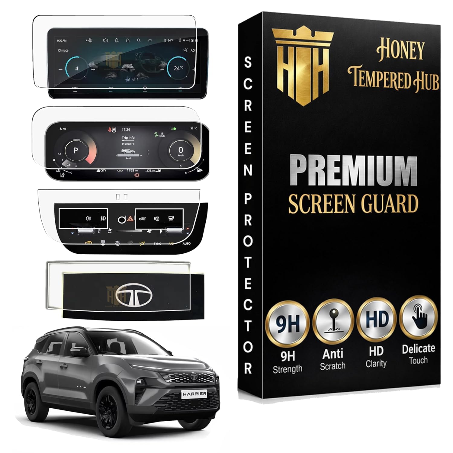 ( 4 PACK ) SCREEN GUARD FOR NEW TATA HARRIER 2026 / 10.25 INCH INFOTAINMENT TOUCHSCREEN + INSTRUMENT CLUSTER + AC VENT + STEERING + PROTECTOR / Anti Scratch / HD Clarity / Car Display Music System Protector | Latest Tata Harrier2026 car Accessory 2026 [Not Tempered Glass]-image-39