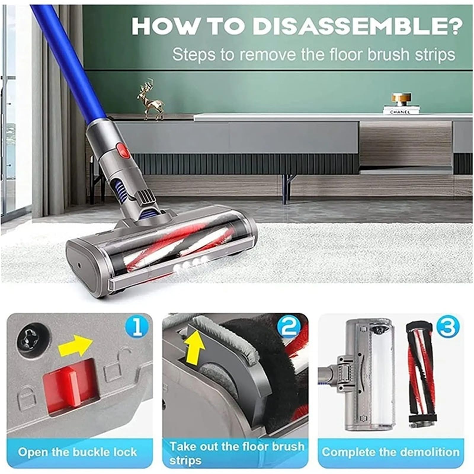 Herramienta De Cabezal De Cepillo De Piso Motorizado For Aspiradoras, Repuesto De Repuesto De Rodillo Barredor Suave, Compatible Con Accesorios Dyson V6 DC58 DC59 DC61 DC62