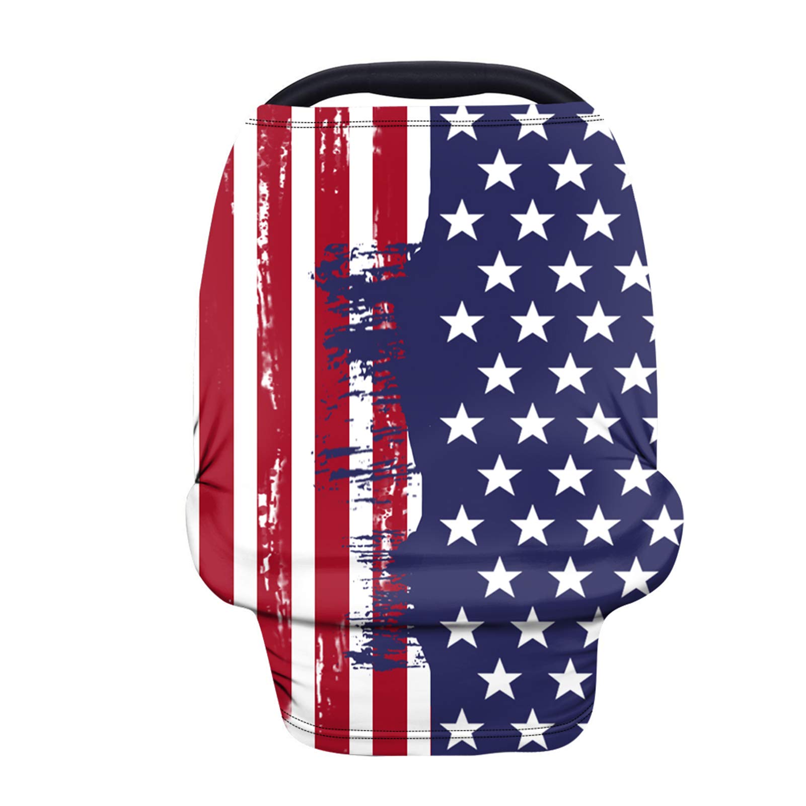 JOAIFO American Flag Print Nursing Breastfeeding Cover Infant Stroller Canopy Unisex Baby Car Seat Cover Canopy Washable,Easy to Install