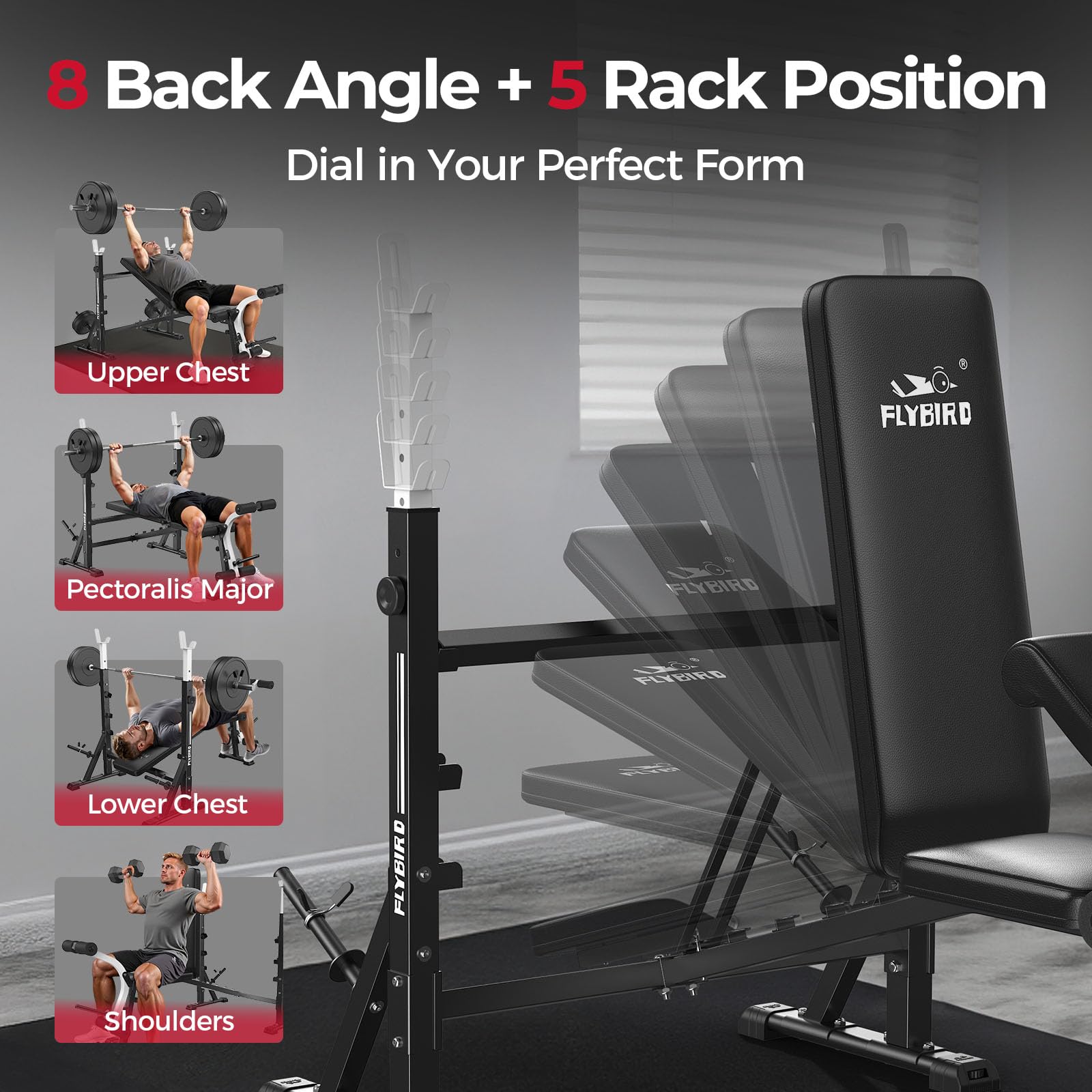Olympic Adjustable Weight Bench, with Bench Press Rack, Leg Extension and Leg curl, for Home Gym Workout (2 Size Options)