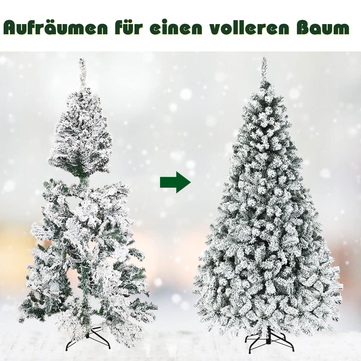 Rovinj Pine kunstkerstboom 210xø96cm | wit/met sneeuw