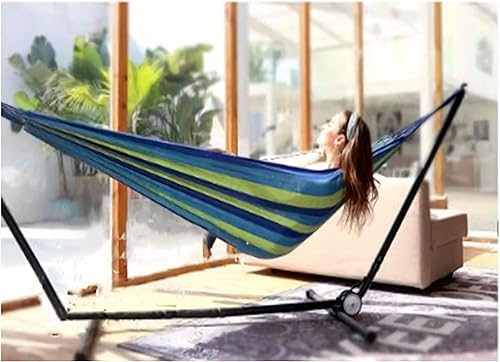 Miniatura 6 de Cómoda hamaca de tela para acampar con correas para colgar hamaca duradera de hasta 550 libras y mosquetones resistentes, 2 personas, perfecta para