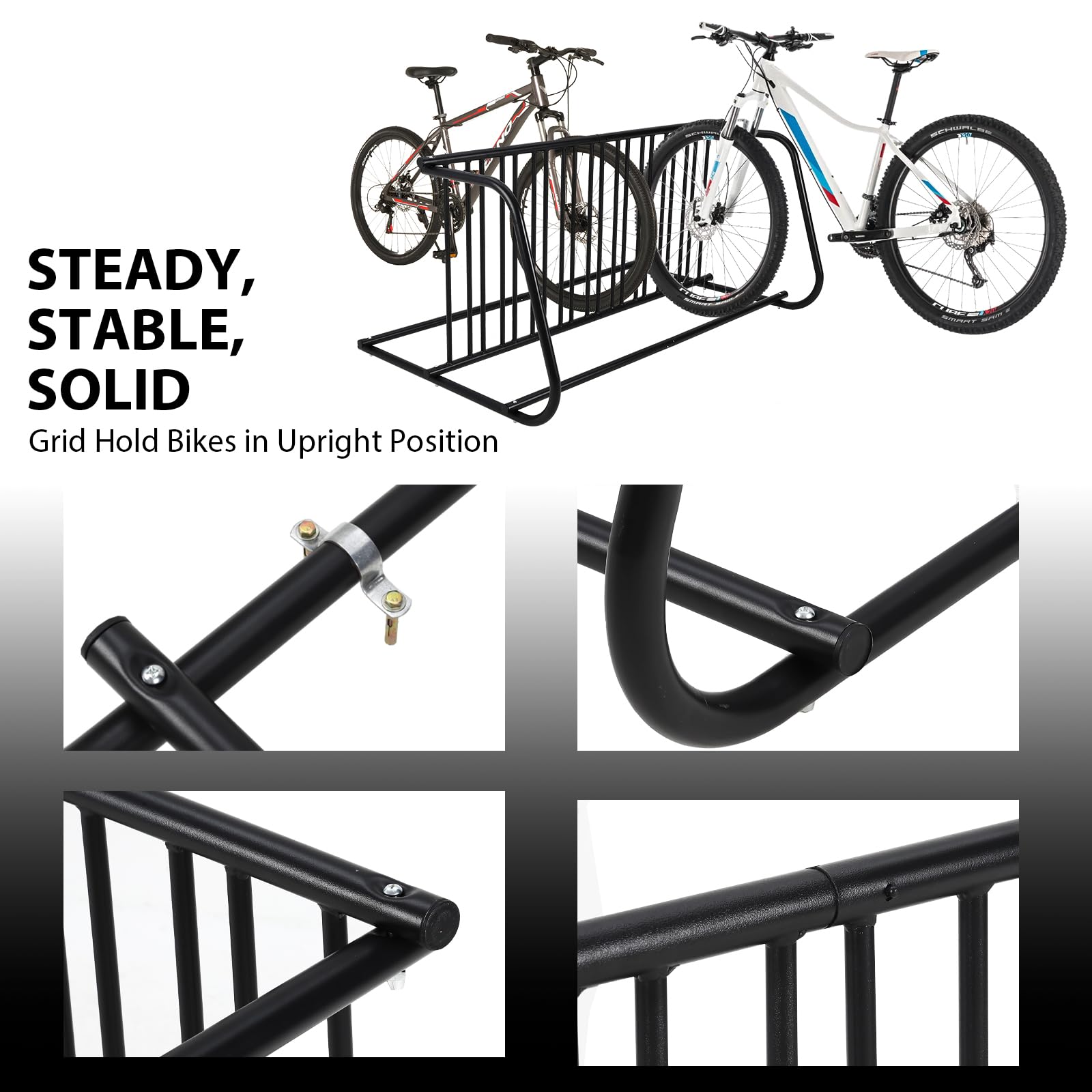 Steel Bike Holder Segawe 6-Bike Floor Parking Rack - Heavy Duty Steel Stand  For Stable Bicycle Storage & Organization (Holds 6 Bikes) Garage Bike Rack