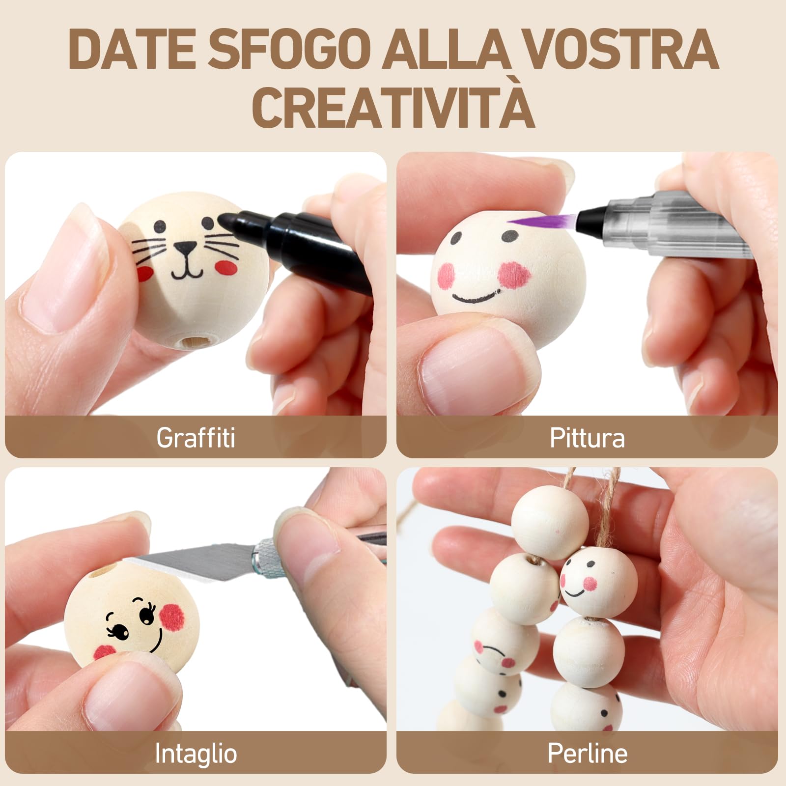 Craft County 20 Perline In Legno Naturale Da 25 Mm - Sfere Tonde Forate Per Gioielli Fai Da Te, Bracciali, Collane E Scrapbooking