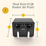 Cuisinart Dual Basket Air Fryer, 11Qt Total, 4 Function Air Fryer to Air Fry, Roast, Bake & Keep Warm, Features Sync Finish & Settings, Toss Reminder, Automatic Warm Mode & Auto-Pause (ADZ-110C)