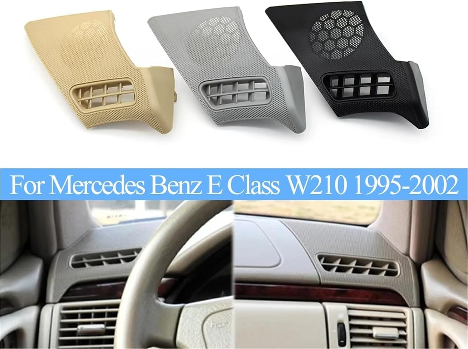 LHD Car Air Conditioning Left Right AC Vent Speaker Grille Cover For Mercedes-Benz E Class W210 1995-2002 E320 E430 E55(Gray L and R)