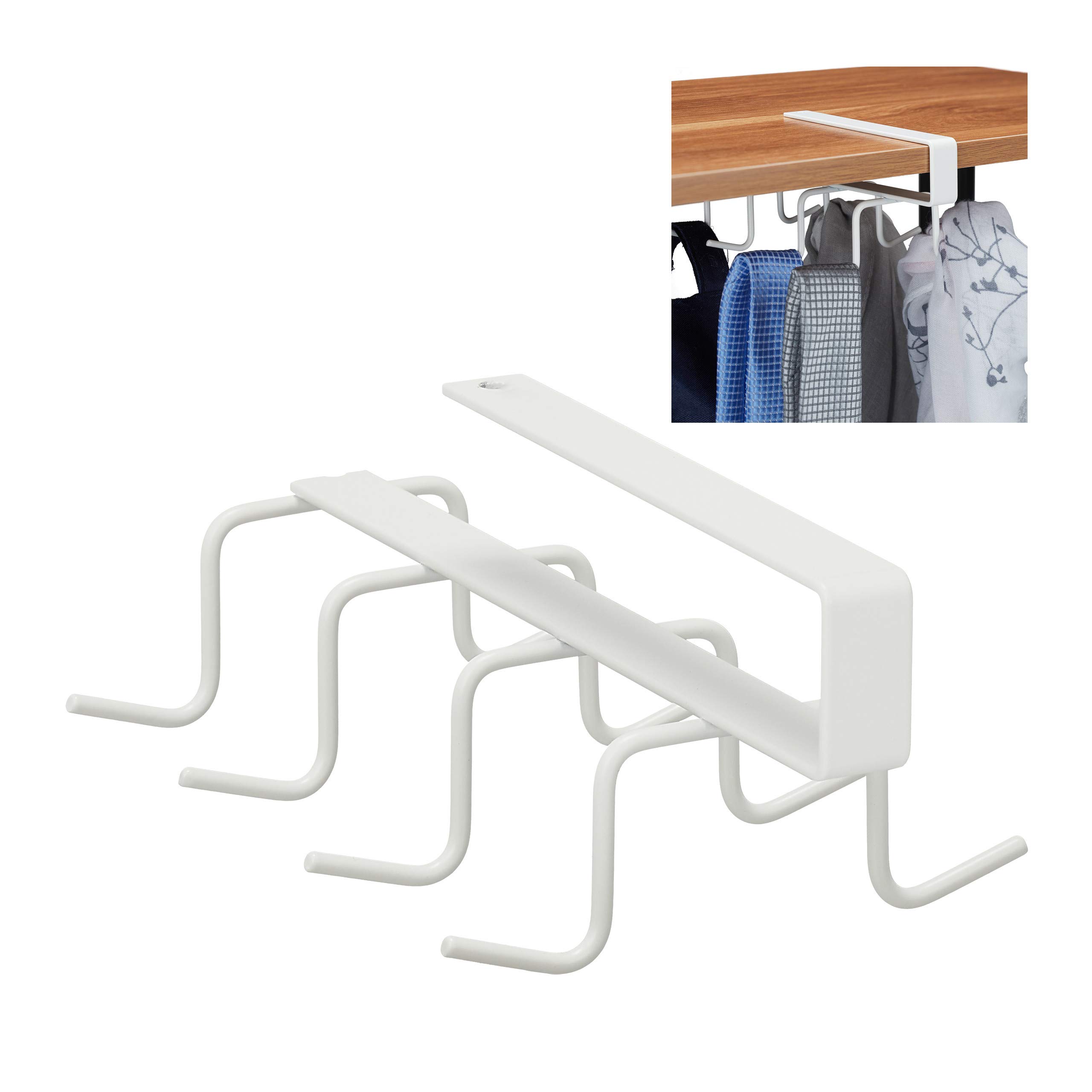 2x Hakenleiste Für Schrank - 8 Haken Metall Weiß, Ohne Bohren