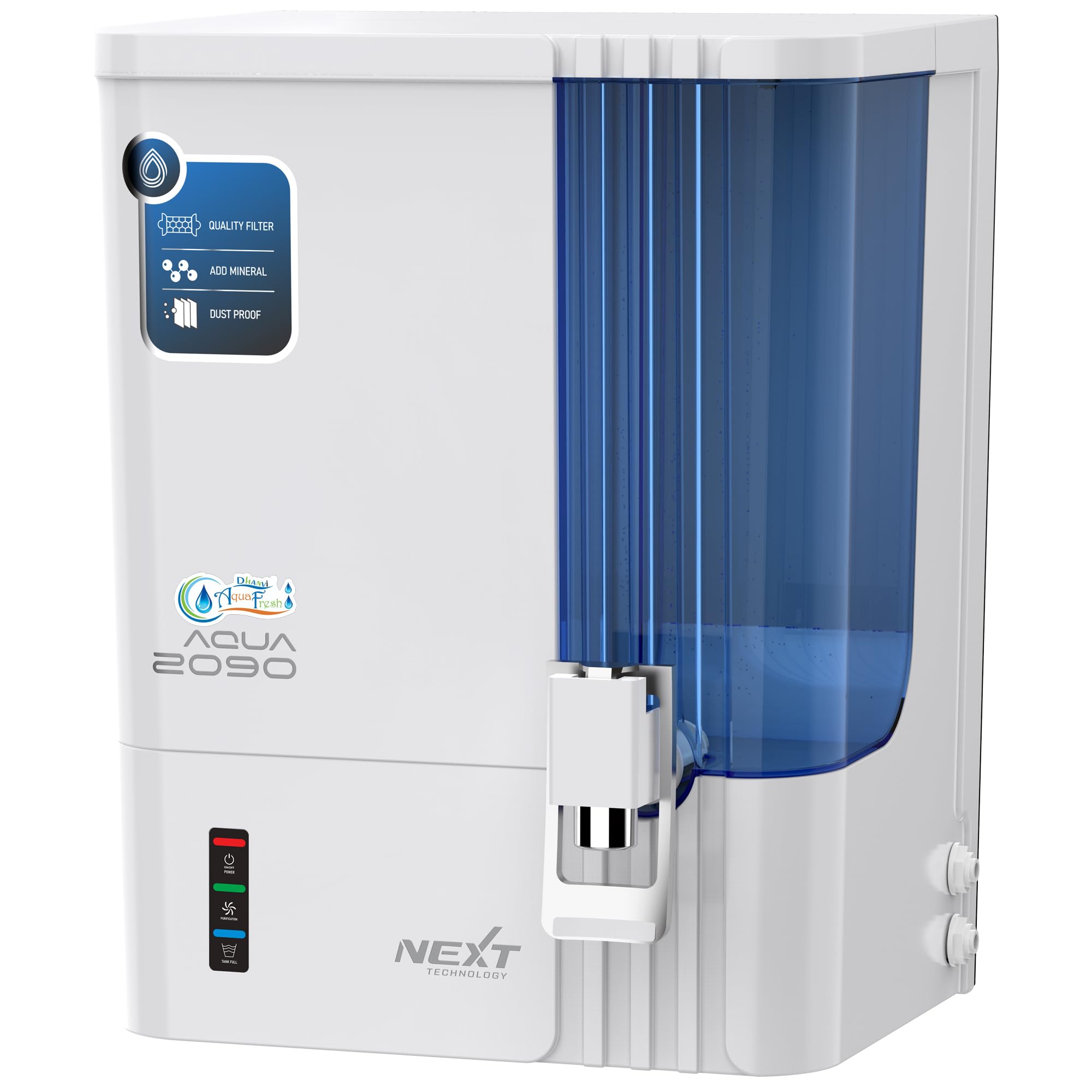 DHANVI AquaFresh Intelligent 10L RO+UV+Copper Water Purifier | Fully Automatic | 7-Stage Purification | Smart Display | ISI Certified | Free Installation | Double UV Protection (Premium White)