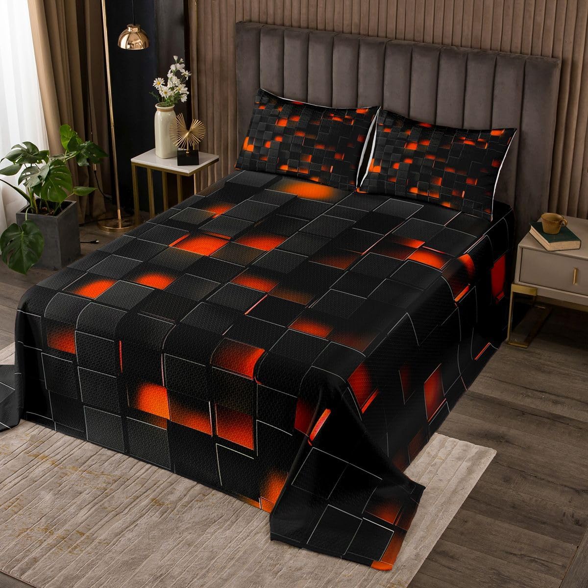 Castle Fairy Red Blue Lightning Bedspread Twin Size,3D Games Lightning Bedding Sets 2Pcs for Kids Girls Boys Room Decor,Gaming Collision Comforter Set Modern Cool Quilt Coverlet,1 Pillowcase