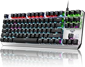 Keyboard, TKL Mechanical Gaming Keyboard with RGB Backlit, All-Metal Panel, N-Key Anti-Ghosting USB-C Wired Keyboards Red Switches with Programmable Keys for MAC Xbox PC Gamer, 87 Keys