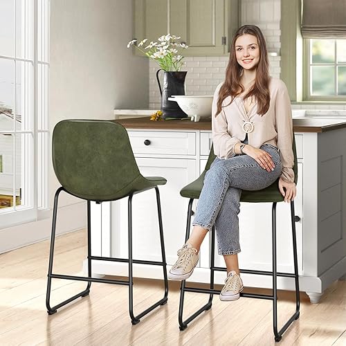 Miniatura 29 de TAVR Juego de 2 sillas de comedor, taburetes de altura de mostrador sin brazos con respaldo que soporta hasta 500 libras para el hogar, cocina,