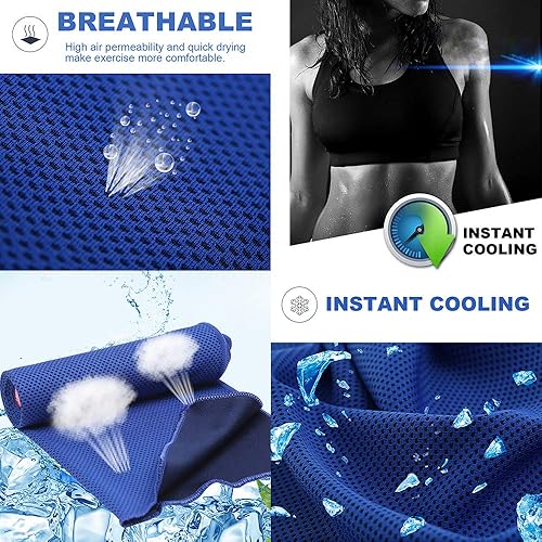 Miniatura 8 de Paquete de 20 toallas refrescantes de 40 x 12 pulgadas, toalla de hielo para cuello y cara, microfibra fría con bolsa transpirable para yoga,
