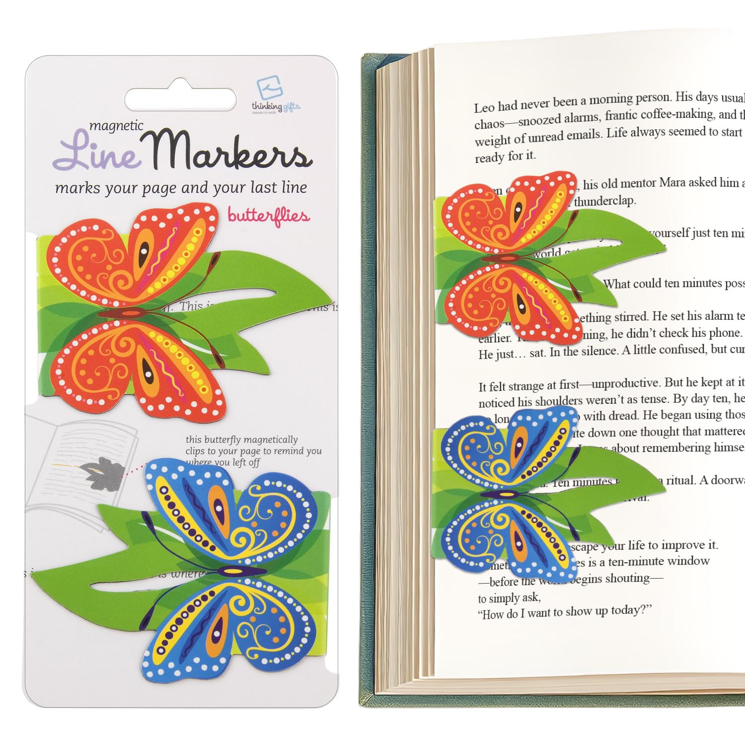 Gifts for Readers & Writers Linemarker Magnetic Bookmarks - Set of 2 | Page Holder Set | Book Holder Clips for Reading | Stylish Magnet Page Markers | Gift Idea for Readers, Book Lovers
