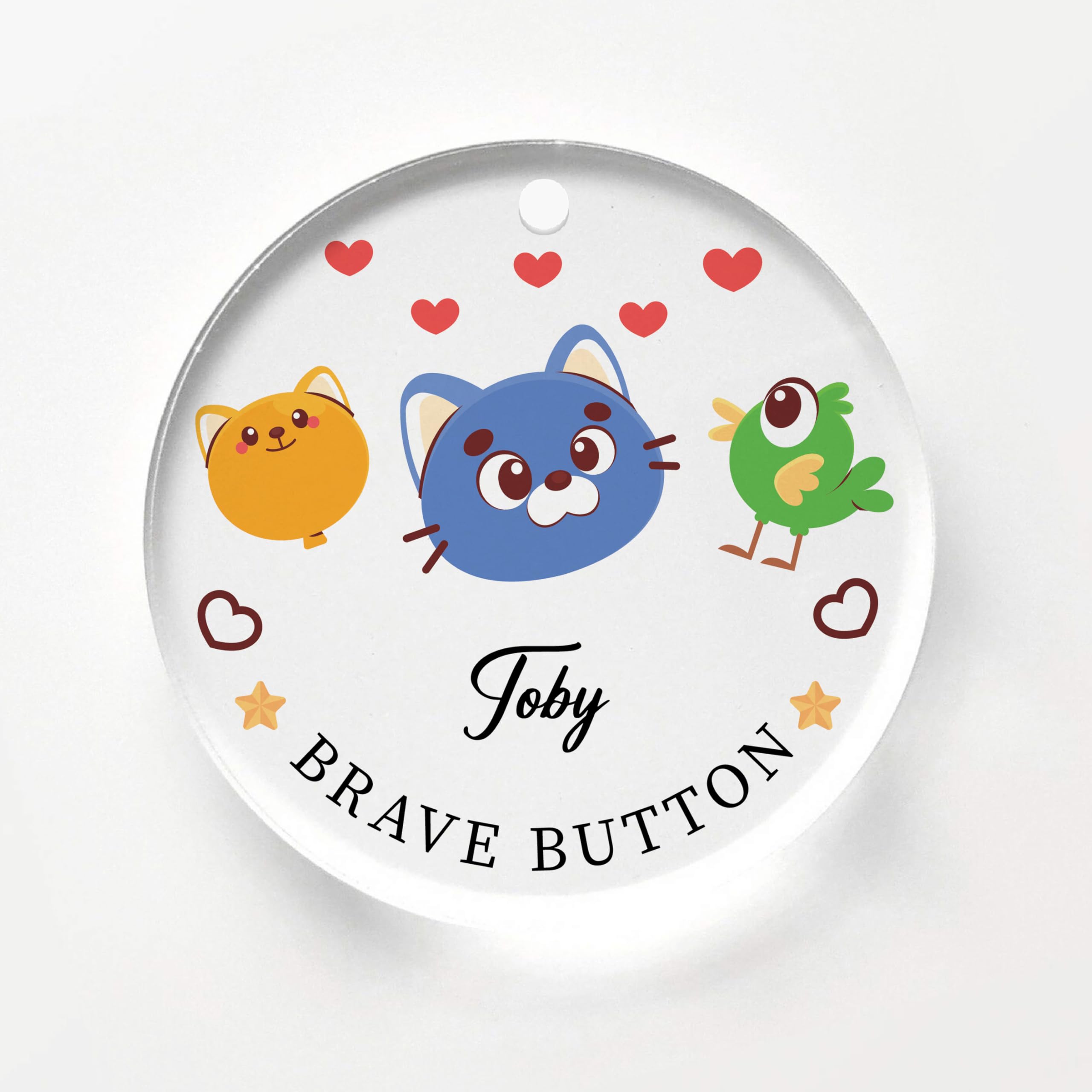 Personalised First Day of School Gift Acrylic Brave Button, Back To School Worry Anxiety Gift Keepsake Presents For Nursery Preschool Kids (BIRD)