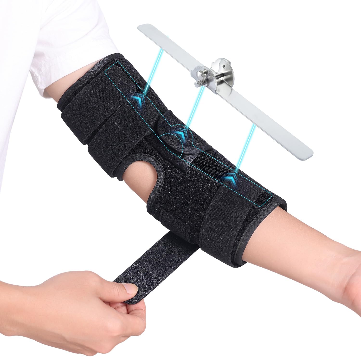 Cubital Tunnel Syndrome Elbow Brace, Ulnar Nerve Entrapment Splint, Elbow Immobilizer for Night Sleeping and Day Working, 4 Angles Adjustable, Fit Women & Men, Right & Left Arm - S/M