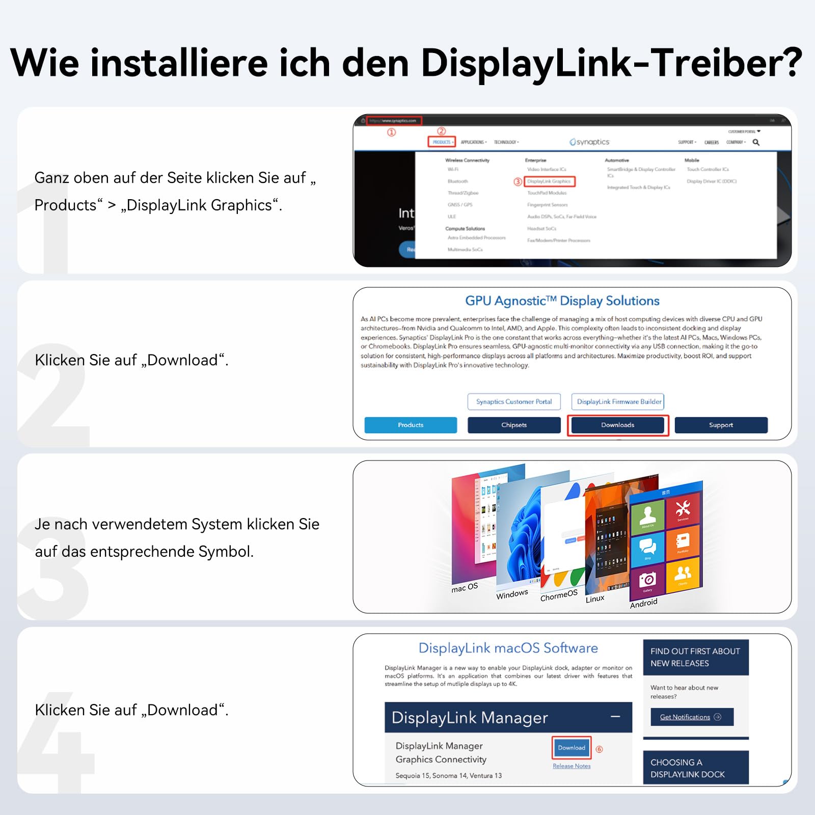 ACASIS DS0602 DisplayLink Docking Station-USB C auf Dual HDMI DisplayLink Adapter, 4K@60Hz, 2 HDMI, 100W PD, USB-A/C-auf-Dual-Monitor-Adapter für Mac mini M4/M1/M2/M3/Neo (Blau)