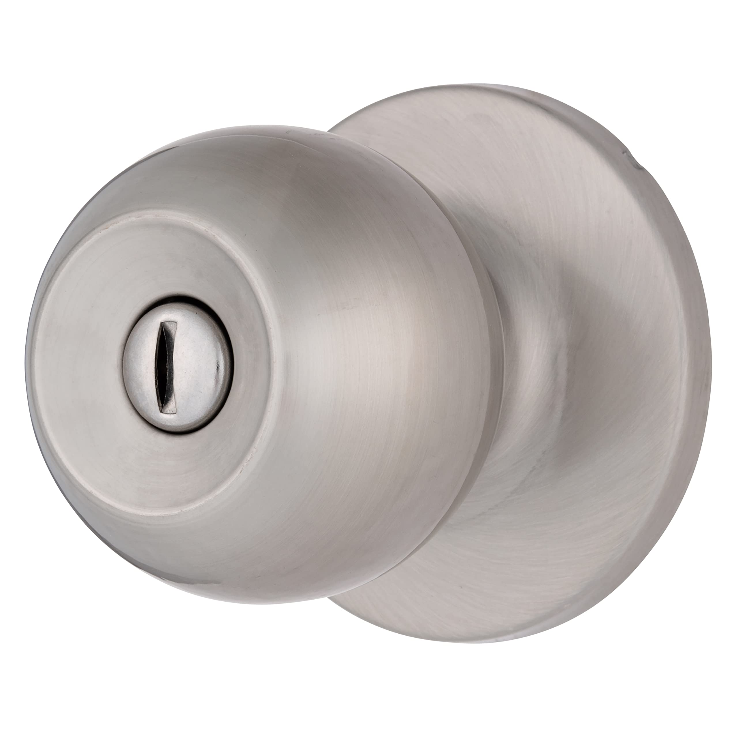 BRINKS – Transitional Privacy Locking Interior Ball Door Knob, Satin Nickel - Designed for Traditional and Transitional Homes and Blends Seamlessly with Interior Décor
