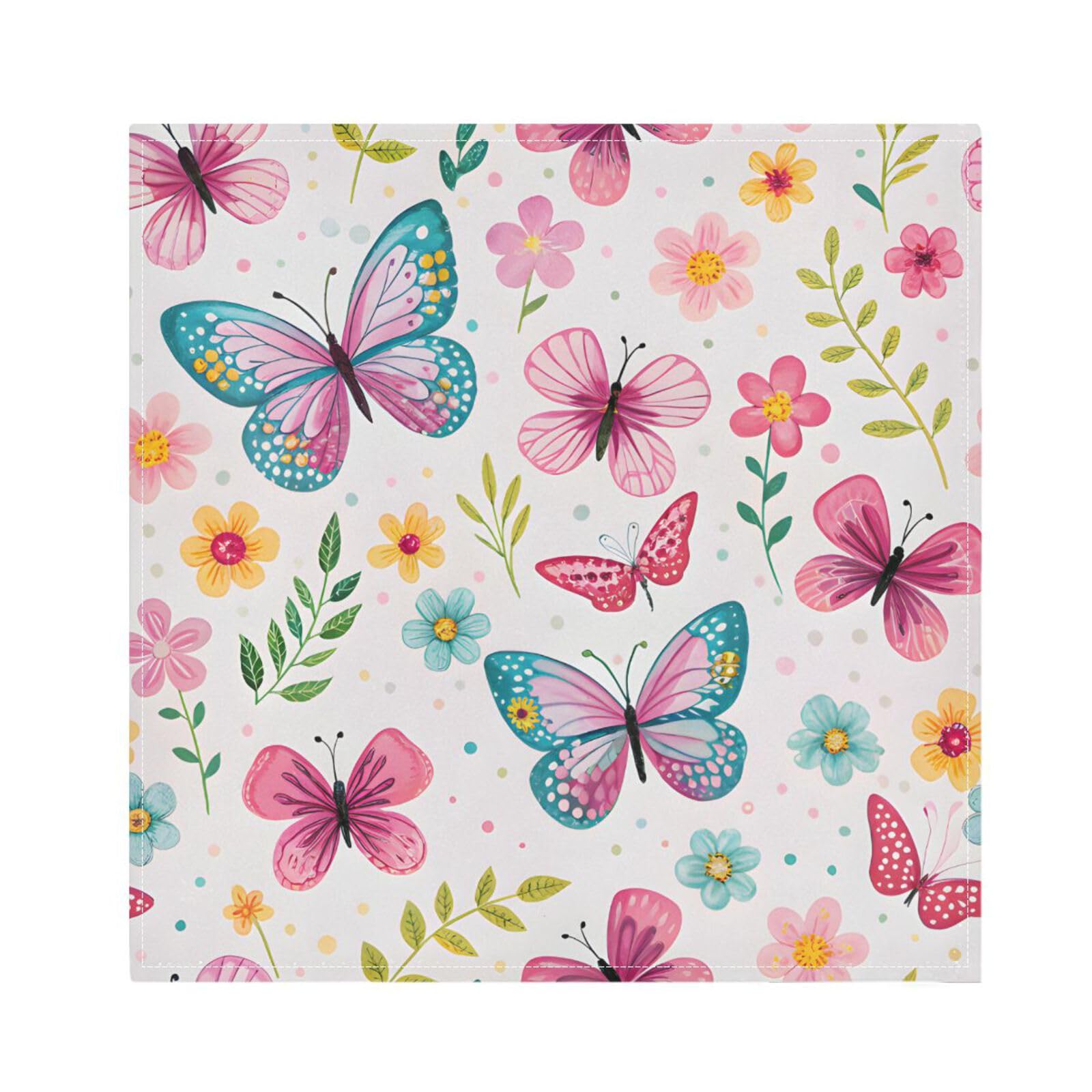 Ttgoth Butterfly Cloth Napkin Set of 6 Washable & Reusable Dinner Napkins for Dining Table, Banquets, Wedding, Party, 50x50 cm
