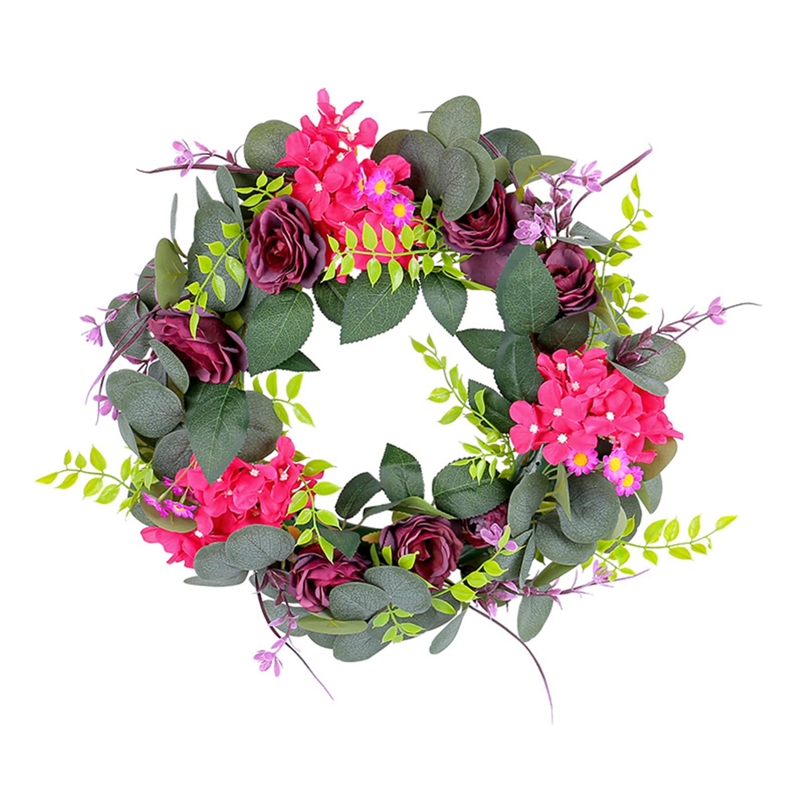 Purpler Rose Wreath for Front Door, Artificial Spring Wreath for Door Wall Farmhouse Outdoor Garden Wedding Decorations Artistic