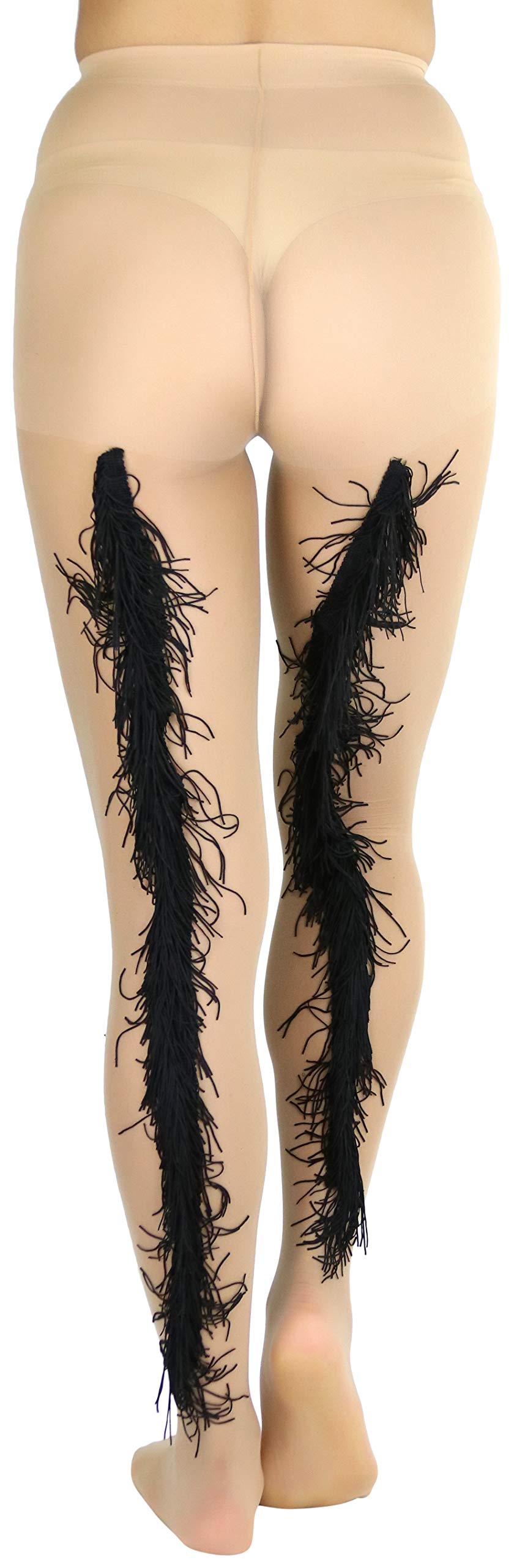 ToBeInStyle - Pantimedias transparentes con flecos vintage - Beige - S/M