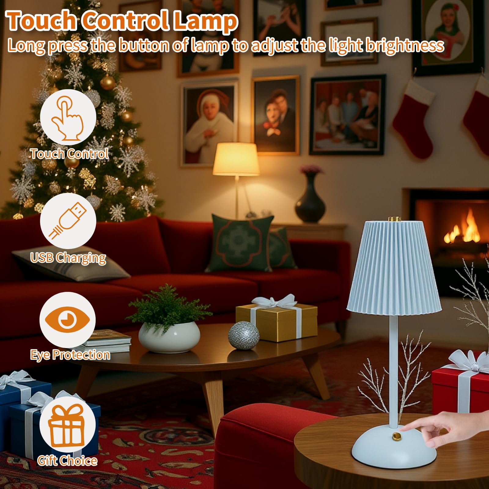 Bezprzewodowa lampa stołowa, 2 sztuki, zasilana bateriami, lampka nocna LED, 3 kolory, ściemniane, ze sterowaniem dotykowym, przenośna szafka nocna, dekoracja małego stołu, do sypialni, baru