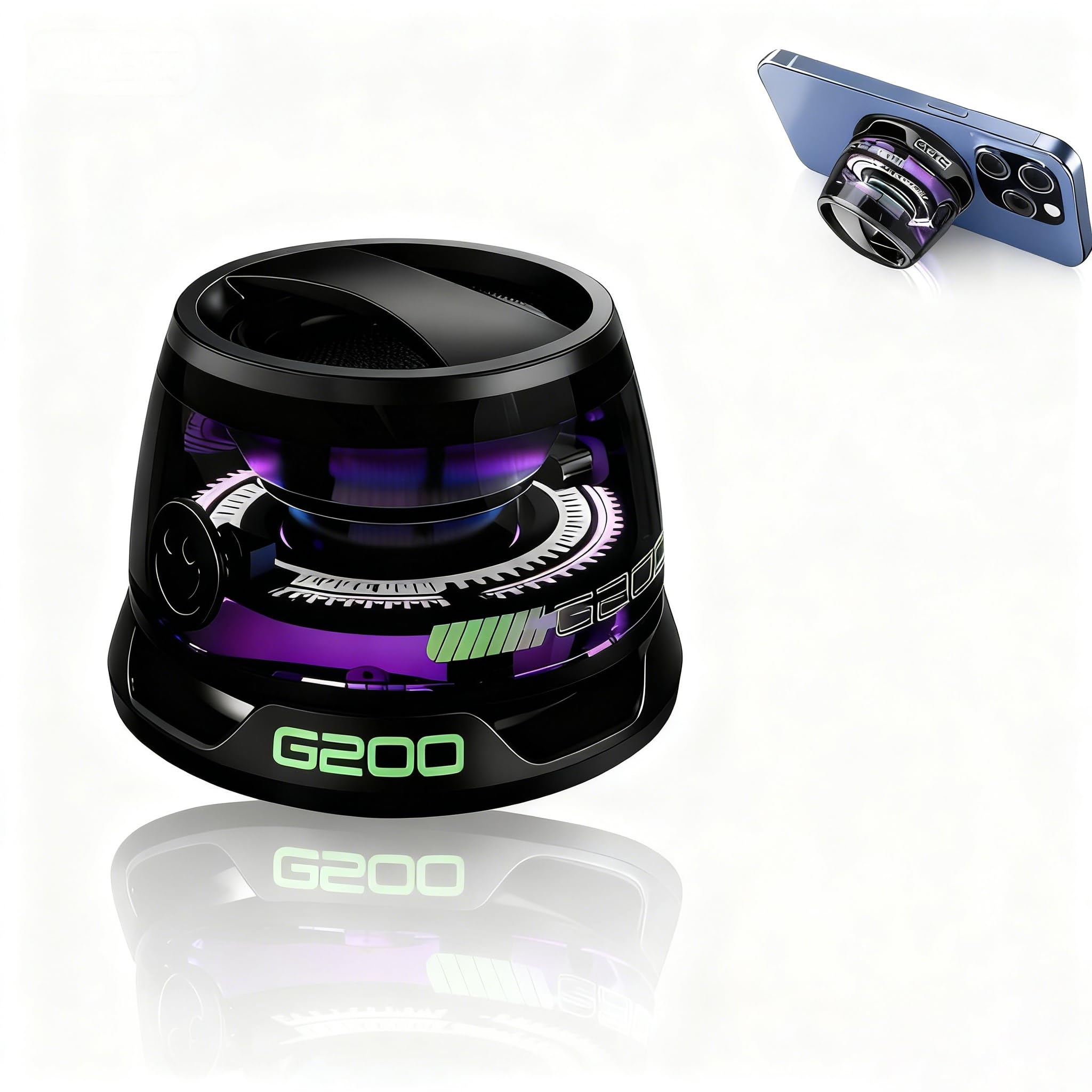 G200 Magnetic Bluetooth Speaker Portable Wireless Mini Speaker with RGB Light Multi-Speaker Pairing Phone Stand for iPhone Android