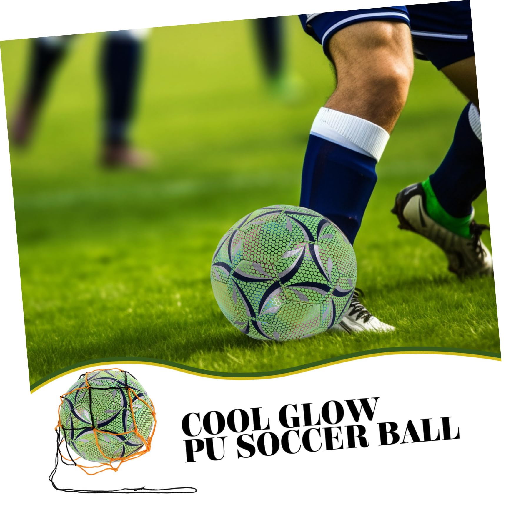 HANABASS Balón Entrenamiento Adecuado de para Juego Interior Exterior al Fútbol Fluorescente Reflectante de PU Resistente Desgaste Niños y Compañeros