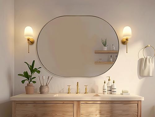 Miniatura 83 de ANDY STAR Espejos ovalados de baño, espejo de tocador doble de 30 x 48 pulgadas, espejos ovalados negros para baño, marco de acero inoxidable