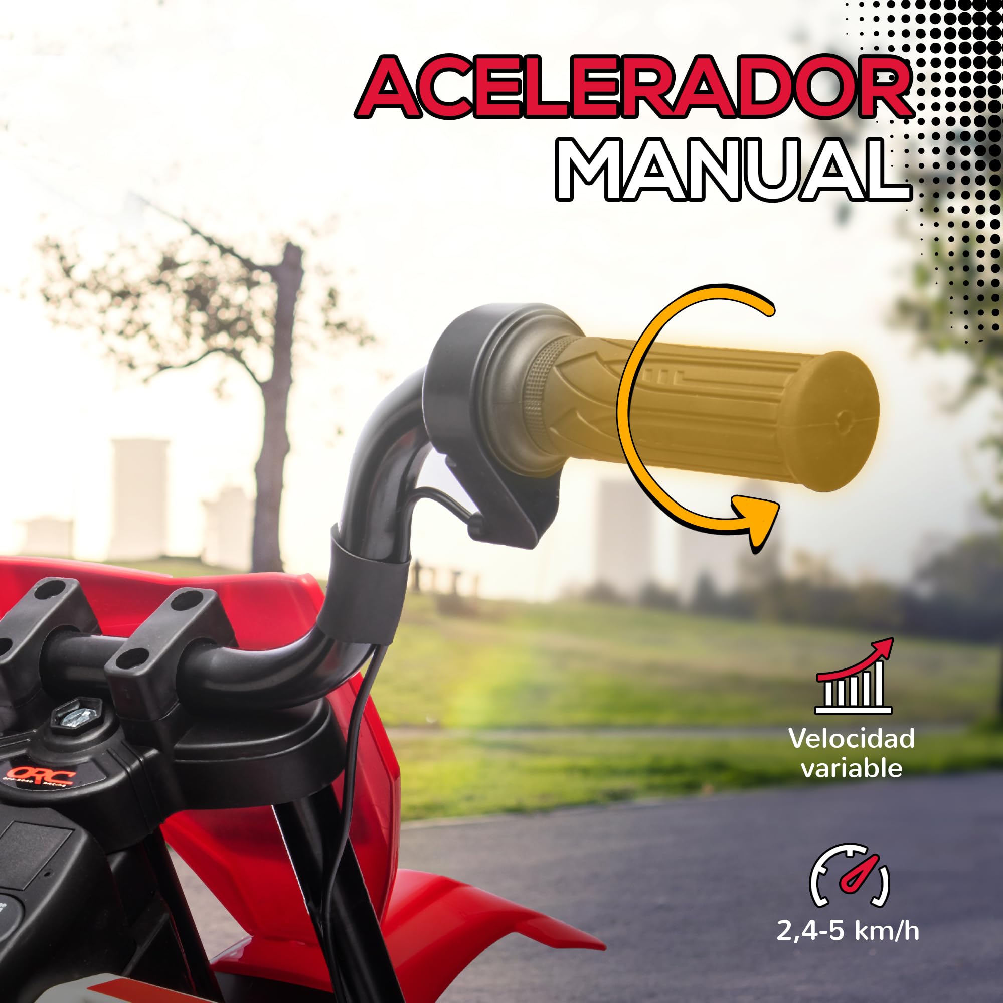 AIYAPLAY Moto Eléctrica Infantil 12V 2,4-5 km/h con Ruedas Auxiliares Desmontables, Carga 30 kg, Rojo