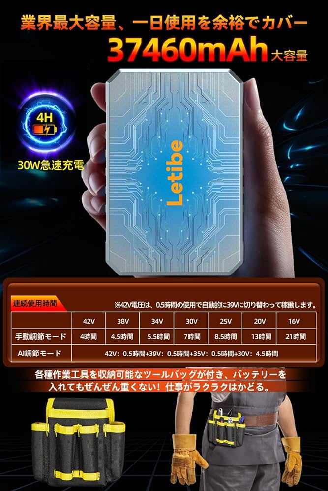 ファンバッテリー 空調服 42V超高出力 熱中症対策 90mm服穴径対応 PSE ファンバッテリー 空調服 42V超高出力 熱中症対策 90mm服穴径対応