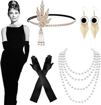 Anni 20 Donna Set Accessori Grande Gatsby Choyaxo - Copricapo Anni '20 Con Fascia E Guanti
