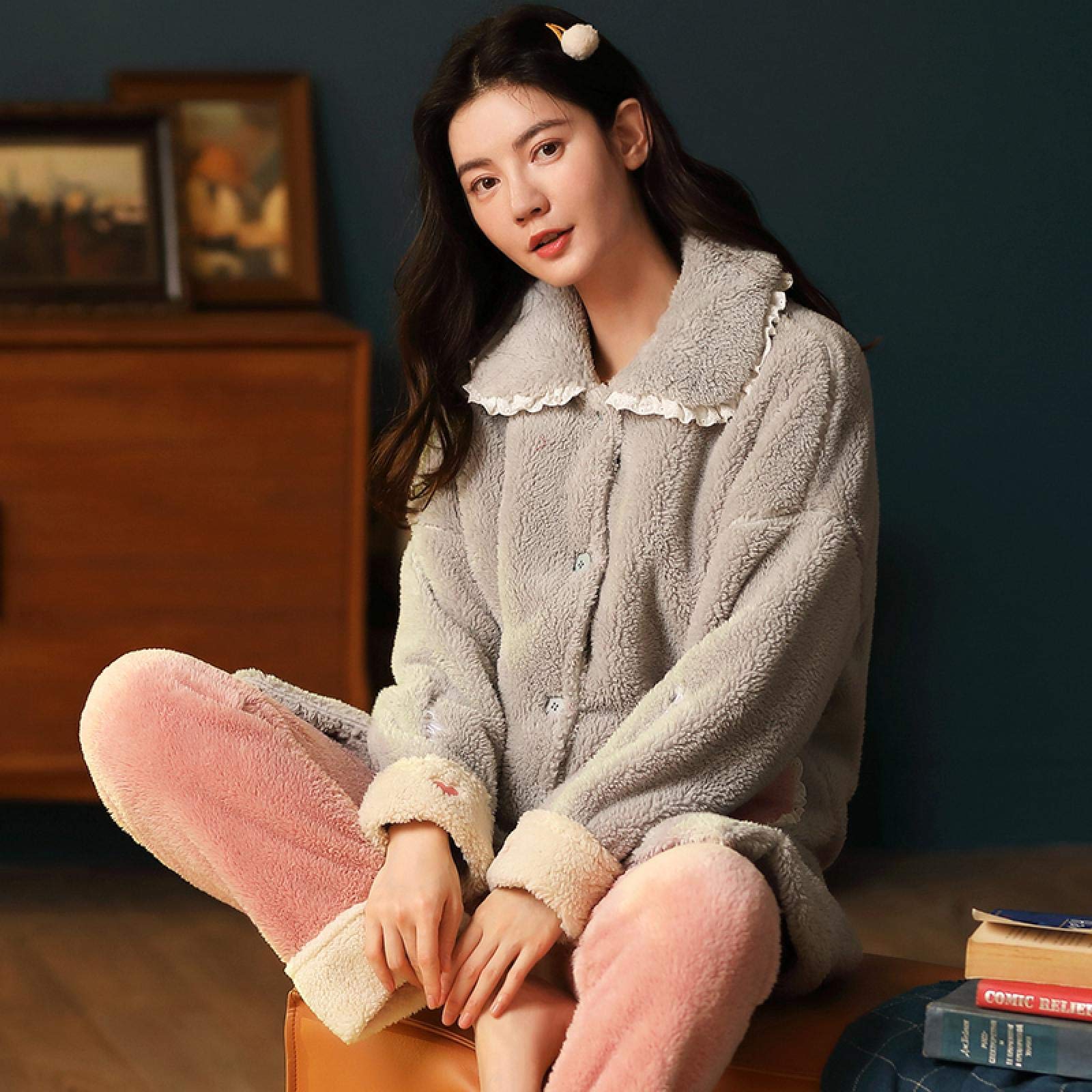 Pyjama polaire femme avec col double épaisseur pour rester au chaud tout l'hiver