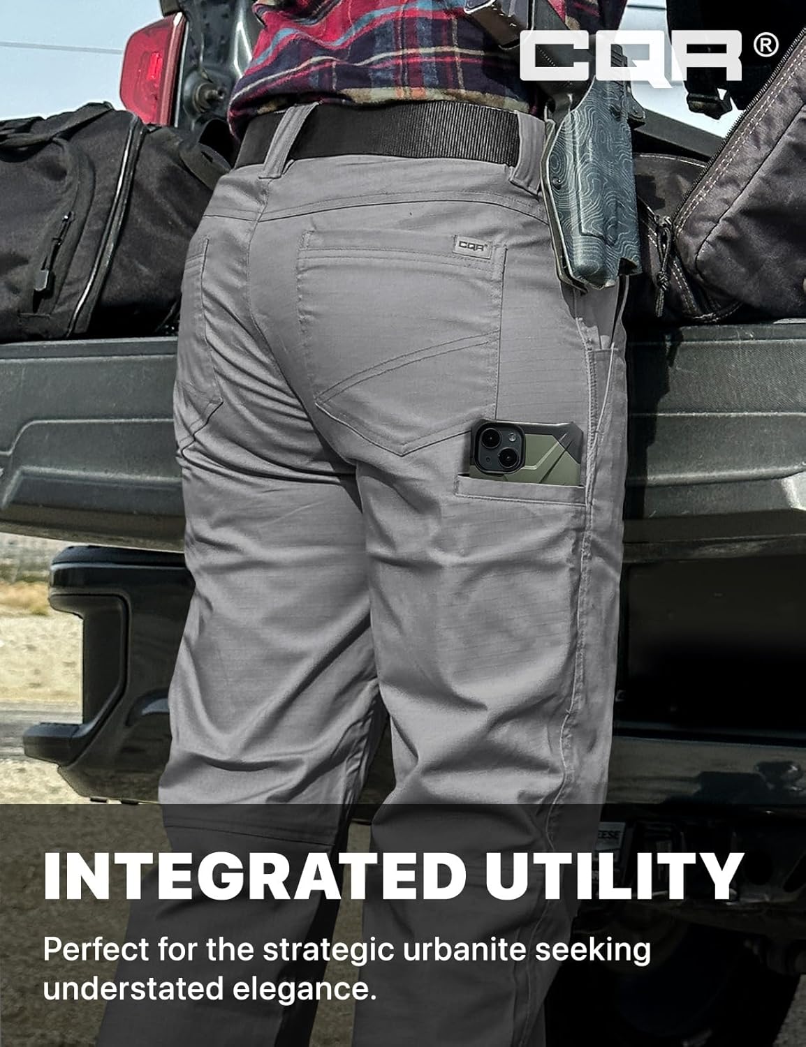 CQR Women's Flex Stretch Tactical Pants, Outdoor Hiking Pants with Pockets, Water Resistant Ripstop Work Pants - Image 6