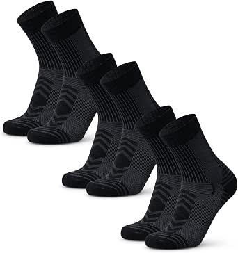 DANISH ENDURANCE Leichte Merinowolle Wandersocken, Arbeitssocken, Merino Socken, Funktionssocken, Atmungsaktiv, Gepolstert, Herren & Damen, 3 & 5 Paar
