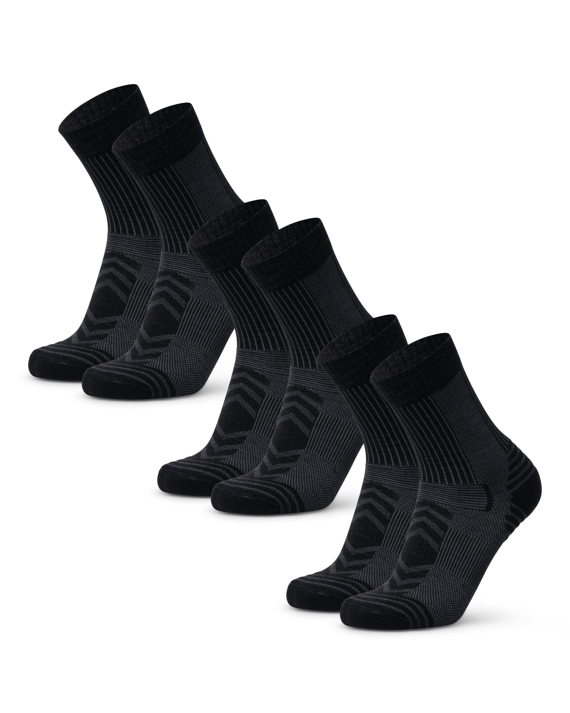 Hiking Socks, Warm Merino Wool Walking Socks with Lightweight Anti Blister Cushioning for Winter, for Men & Women, Unisex, 3 or 5-Pack