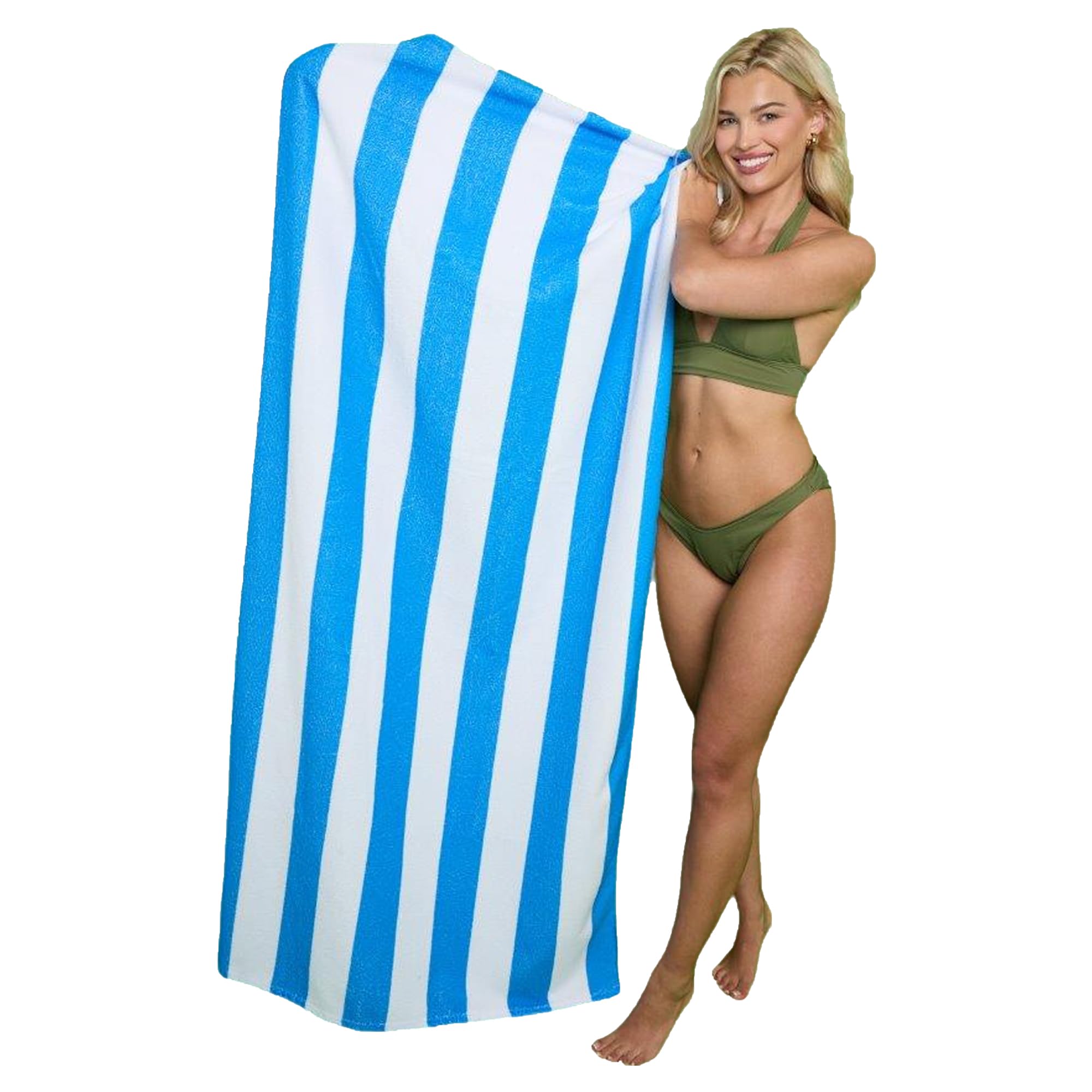 Lions Beach Towel - 100% Polyester - Sand Free Cabana Stripe Beach Towels for adults 100x200cm - Extra Large Microfibre Pool Towels, Quick Dry Lightweight, Ideal for Swimming