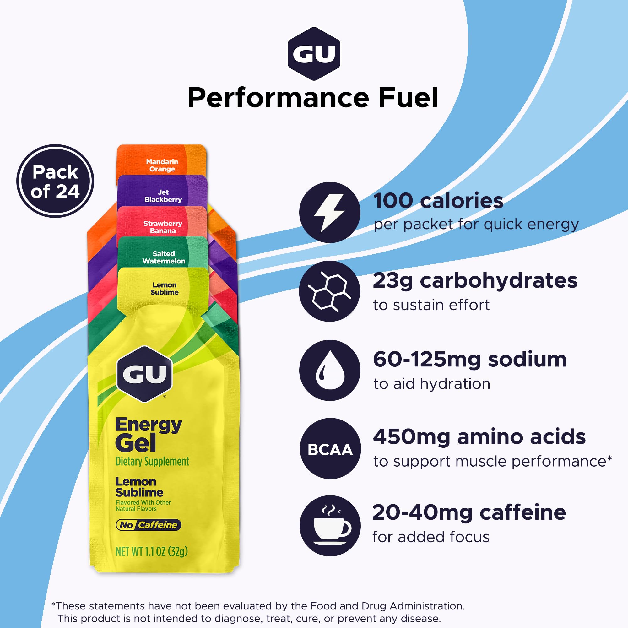 GU Energy, Original Energy Gels, Assorted Fruity Flavors - 24 Count — Amazon image 2