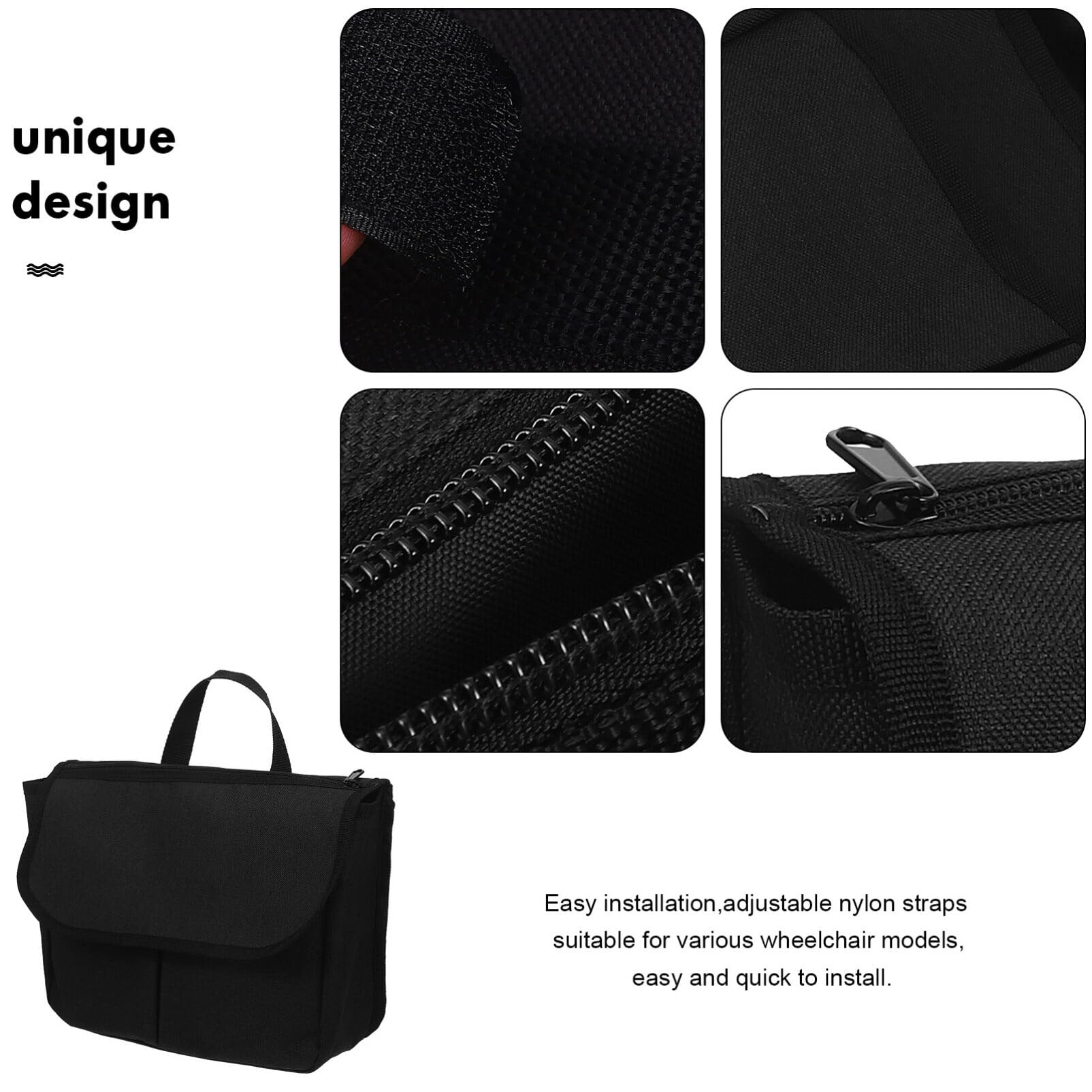Healvian Bolsa Capacidad Silla de Lateral Andador de para Ruedas Poliéster Instalación Gran Diseño Multifuncional Fácil Almacenamiento en Práctico Exteriores