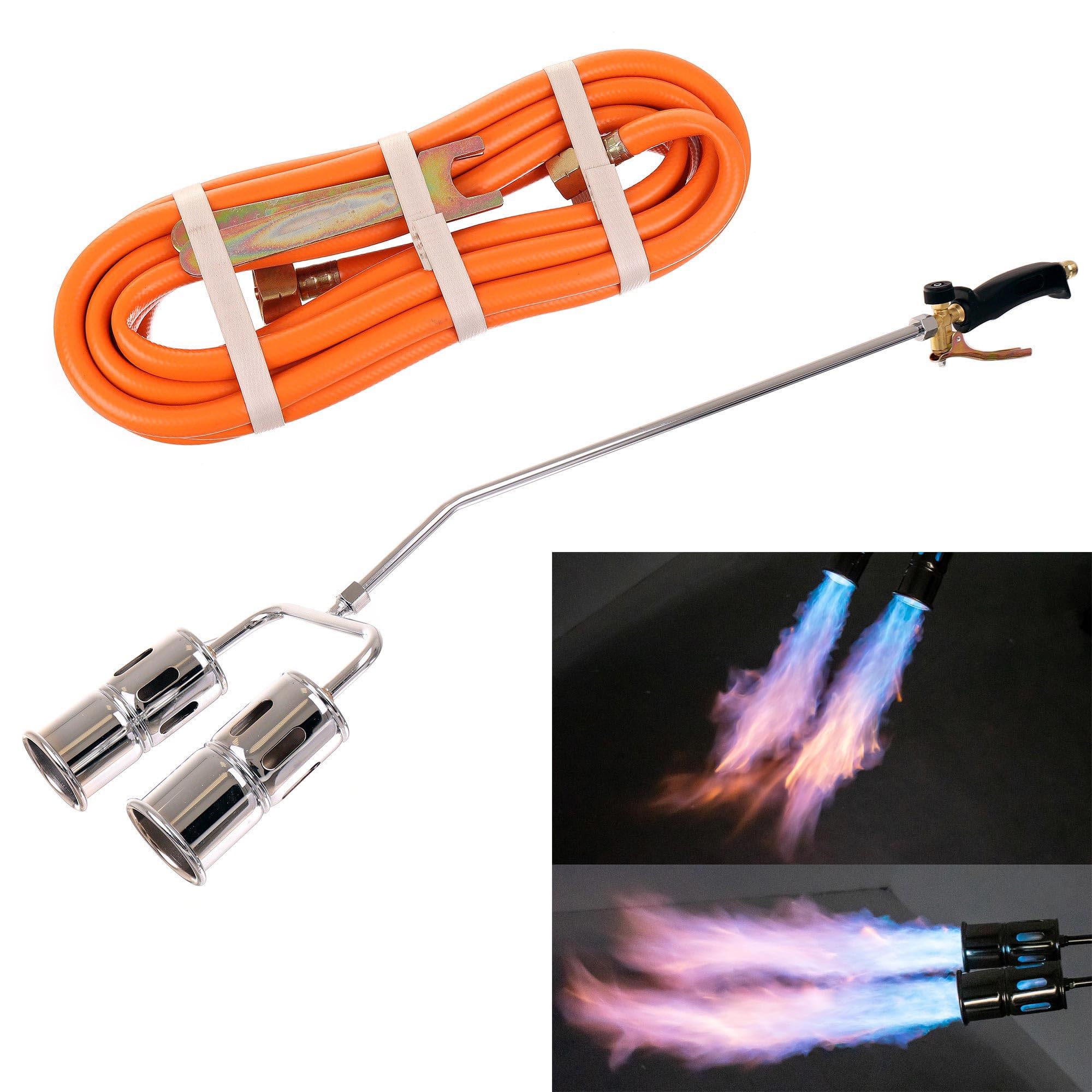 Gasbrenner Doppelbrenner zum Erhitzen der Teerpappe mit einem Schlauch 5m Propan-Butan-Brenner