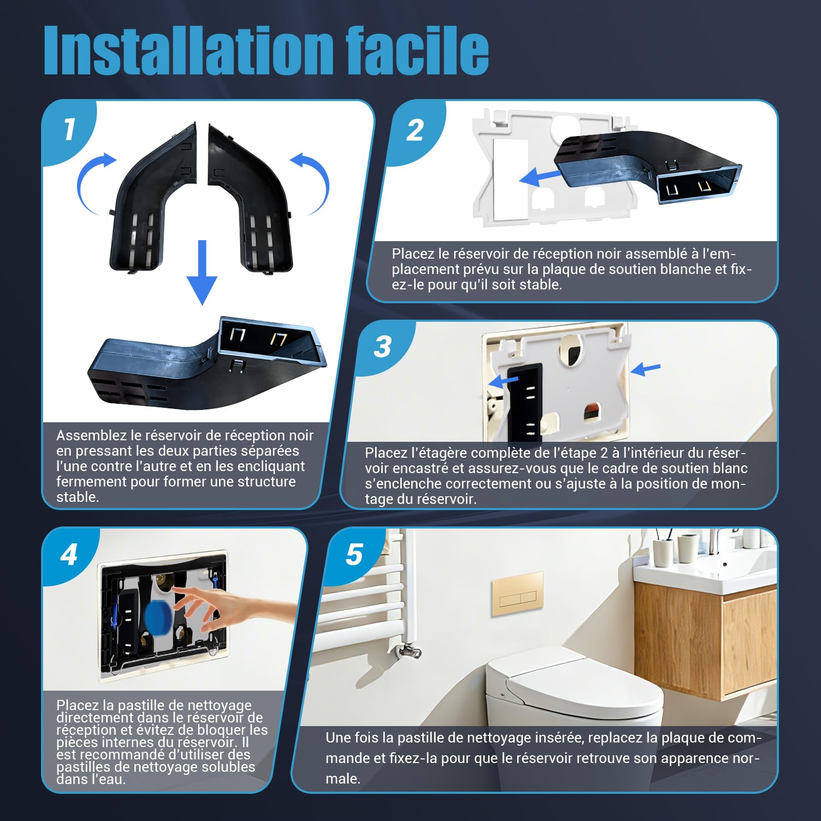 Empyreal Plaque de commande pour réservoirs de WC, compatible avec Geberit Duofix Sigma/Delta/BASIC, pour double chasse d'eau, avec 1 Trappe de visite(Or Mat)