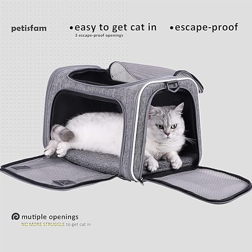 Miniatura 5 de Easy Vet Visit - Transportador de mascotas para gatos medianos y perros pequeños Seguro cómodo y cómodo Aprobado por aerolíneas carga superior y