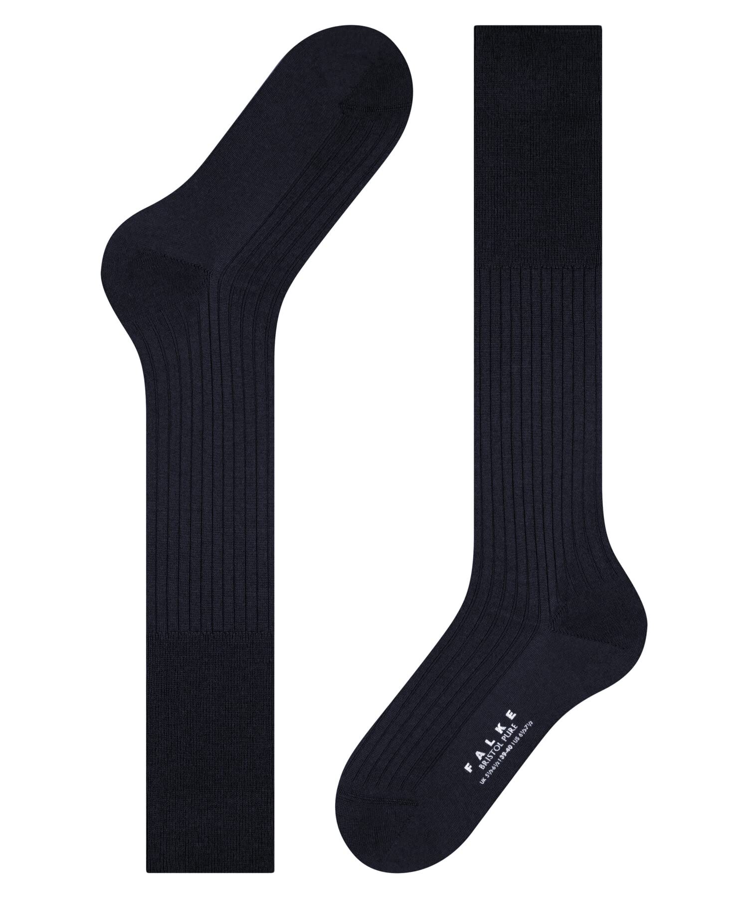 FALKE Mężczyźni Podkolanówki Bristol Pure M Kh Wełna długie jednokolorowe 1 Para, Niebieski Dark Navy 6370, 41-42