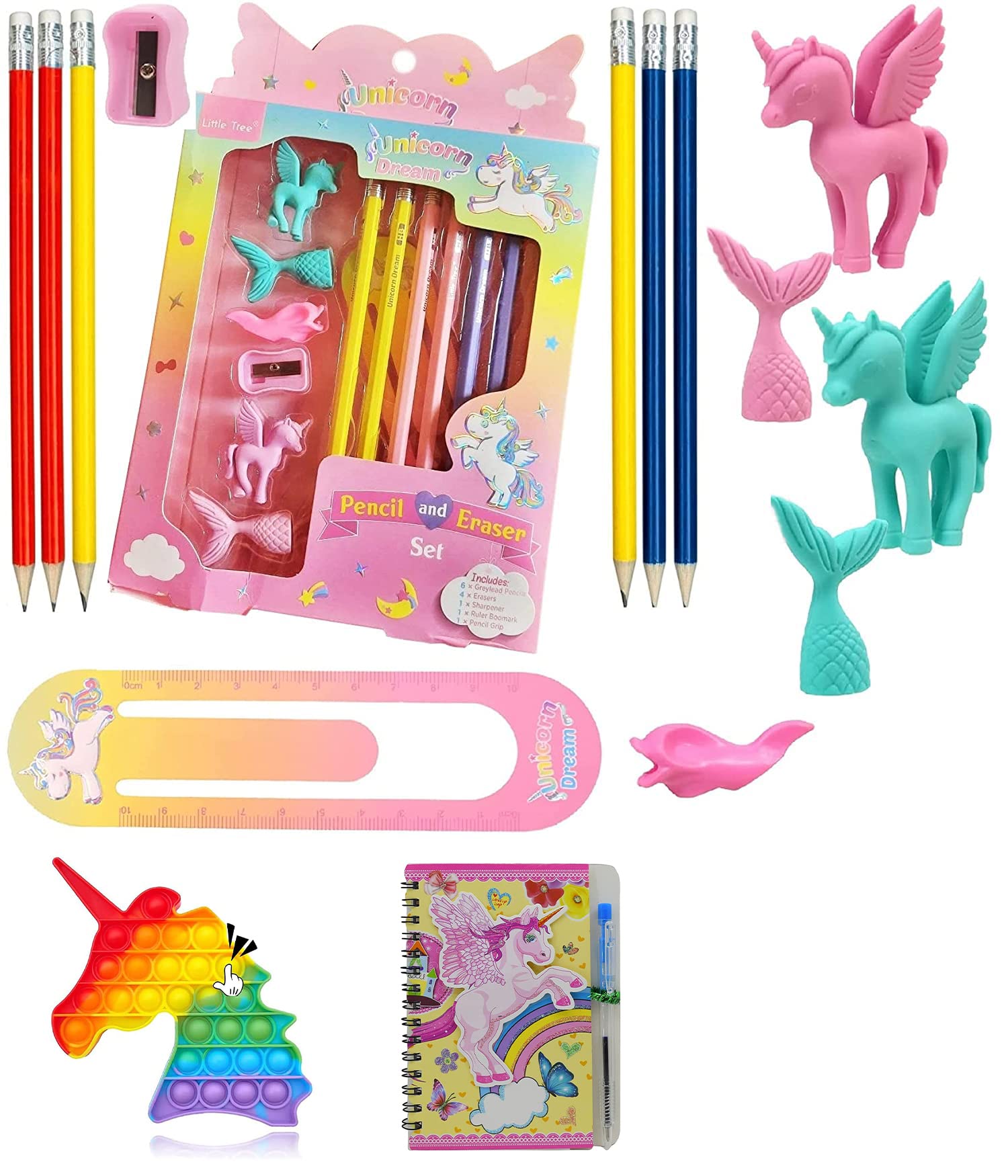Magicwand【16 Pcs】 1 Random Pop-It,Unicorn Diary,Erasers,Pencil Stationery Birthday Return Gift Set for Kids【Multi-Colored】【Pack of 16 Pcs】 (B0BN47PQNW) Amazon Price History, Amazon Price Tracker